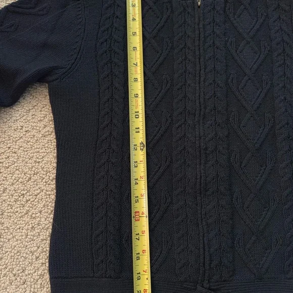 Shin Choi/Bergdorf Goodman Deep Navy Blue Zip Up Cable Knit Sweater - Picture 7 of 8